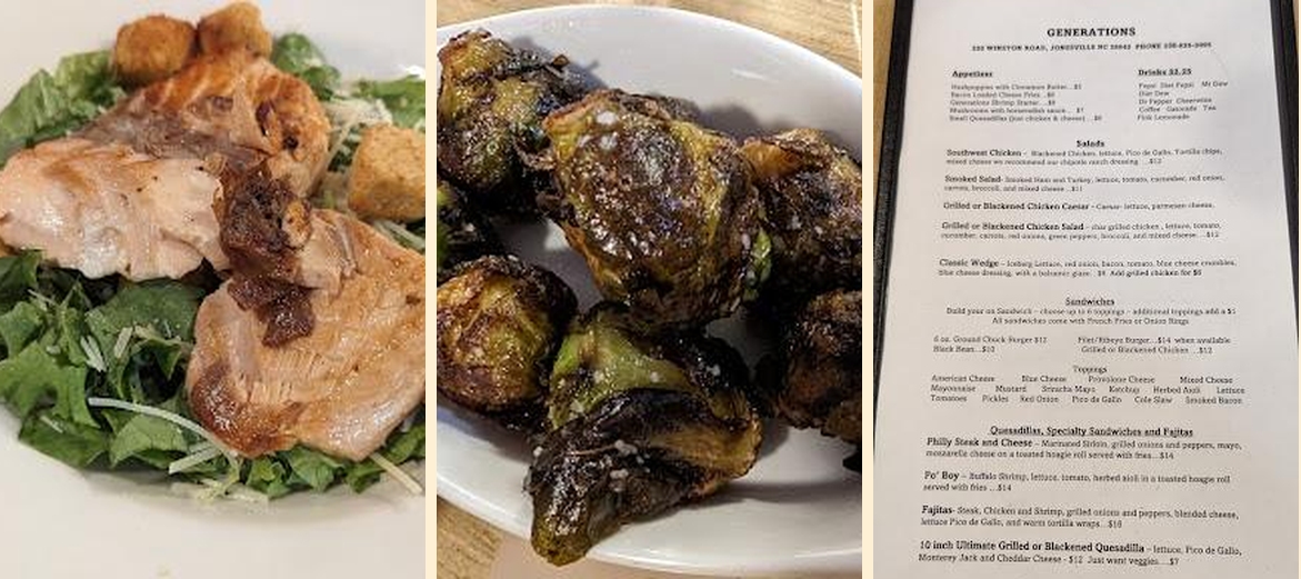 Generations Casual Dining Menu